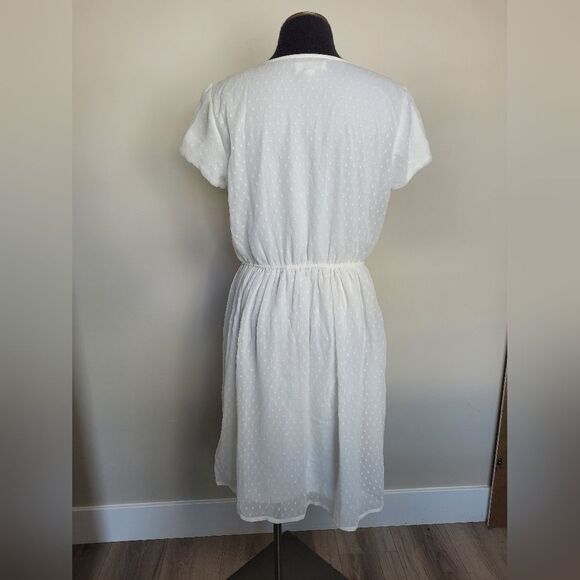 Downeast White Midi Dress Swiss Dot Cottagecore Fairycore Modest Angel Medium - Picture 4 of 12